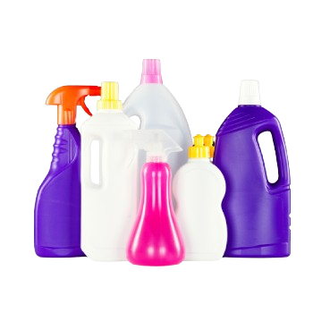 Botellas de químicos de limpieza